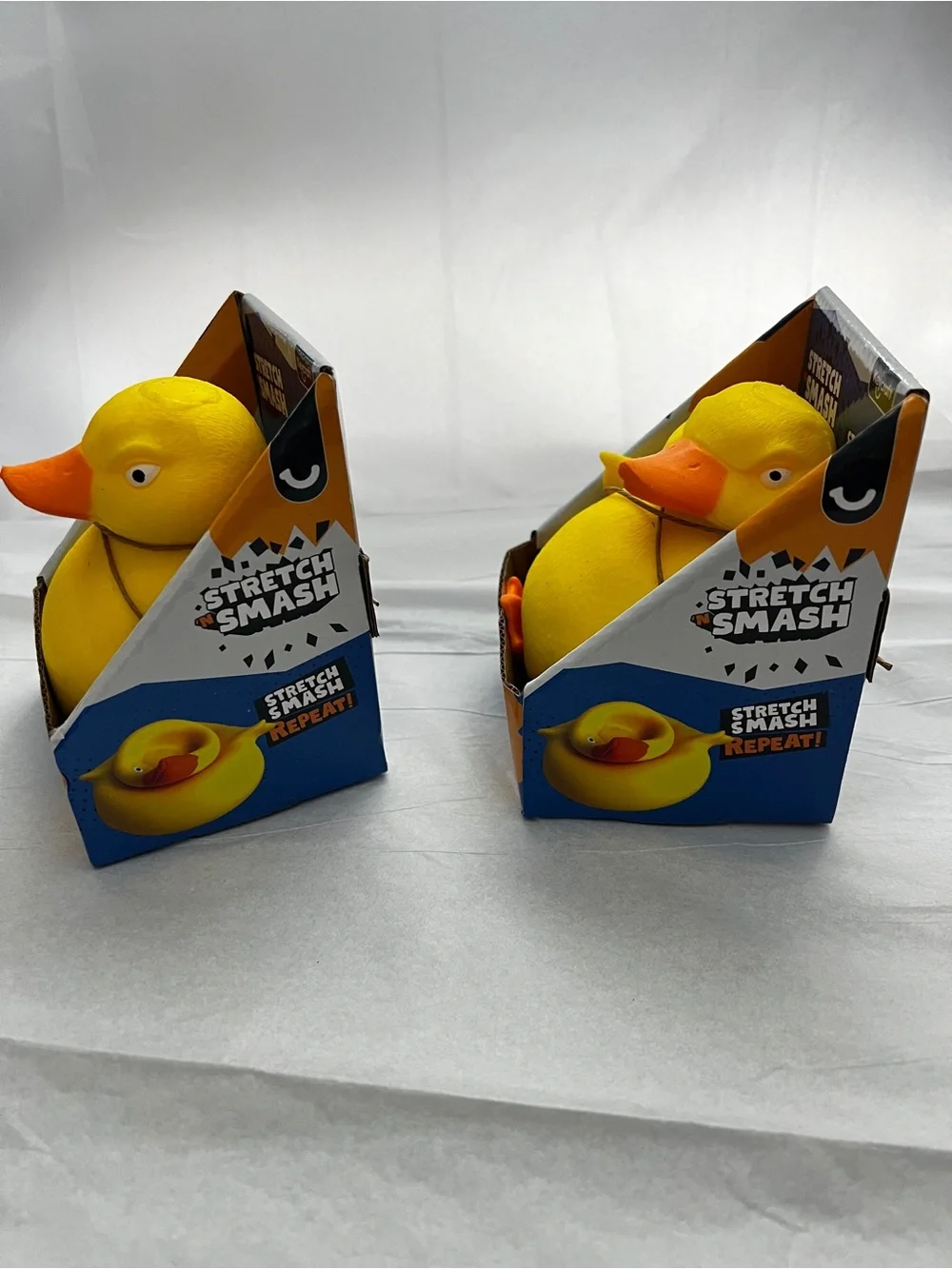 Lot of 2 Stretch 'N Smash Duck Slam Yellow Age 3+ Keycraft Toy